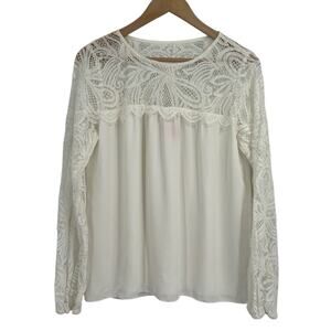 Lilly Pulitzer Winter White Lace Shoulder Sleeve Flowy Blouse S